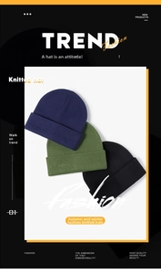 Detailed knit texture of navy, olive, and black thermal beanies with rolled cuff design