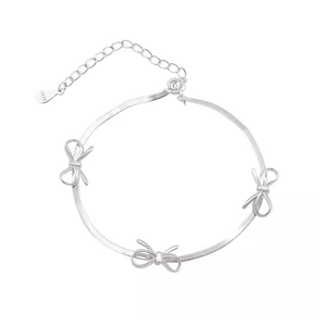 Élégant bracelet en argent sterling S925 chaîne serpent avec nœud papillon réglable
