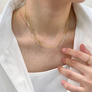 Minimalist Stainless Steel Snake Bone Necklace Thin Plain Chain Choker For Women Clavicle Accessory Ins Style