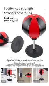 Detail van boks-speedball met sterke zuignap en metalen veer voor bureau training