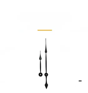 Detailed view of minimalist black metal clock hands for wall clocks and quartz movements
