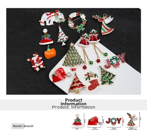 Macro detail of alloy Christmas brooches with colorful oil drip and rhinestone inlay
