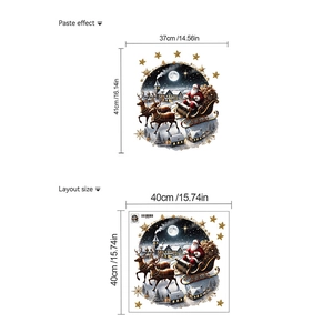 Comparison showing Santa Claus wall sticker layout size and actual paste effect dimensions