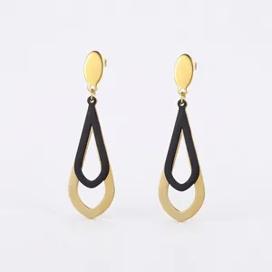 Titanium Steel Drop Earrings For Women Geometric Water Drop Flower Artificial Pearl Dangle Earrings Elegant Minimalist Fashion Jewelry