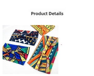 Detail showing four different African print stretch headbands with twist knot design