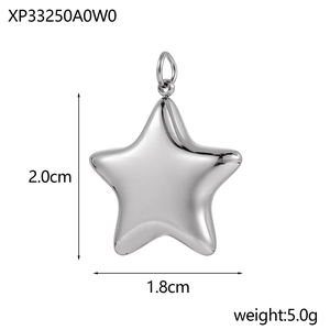 Polished silver star pendant with 2.0cm height and 1.8cm width for necklaces