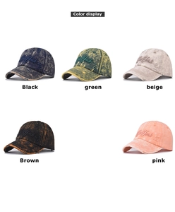 Five distressed baseball caps with New York embroidery and vintage washed denim texture