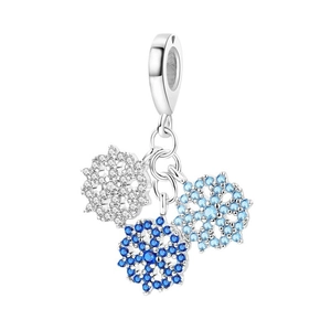 Pendentif flocon de neige en argent avec zircons bleus et blancs pour bijoux DIY