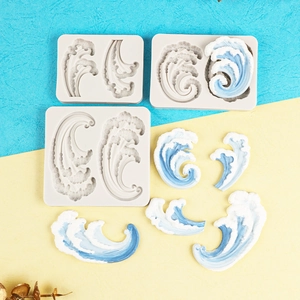 3D ocean wave silicone molds for DIY fondant cakes and resin art crafts decoration