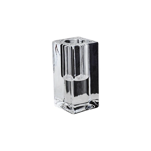 European minimalist clear glass pillar candle holder for elegant home dining table decor