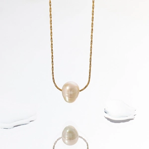 Minimalist Freshwater Pearl Pendant Necklace For Women Stainless Steel 18K Gold Plated PVD Clavicle Chain Jewelry