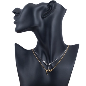 Adjustable 45cm titanium steel necklace with slide buckle in gold and silver finish