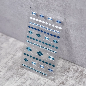 Adesivi per unghie a quadretti blu e bianchi decalcomanie sottili e flessibili
