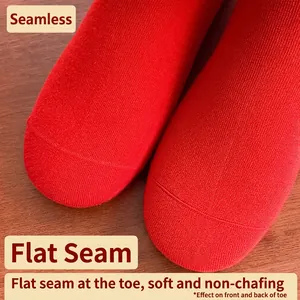 Red seamless combed cotton crew socks with smooth toe seams for maximum comfort