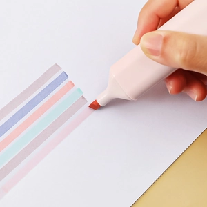 Pastel eye-protection highlighter with soft chisel tip for drawing and marking 6-piece set
