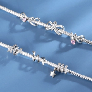 925 Sterling Silver Charm Bead Infinity Heart Arrow Star Pink Zircon Fashion DIY Bracelet Accessory Elegant Women