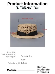 Guía de tallas y medidas para el sombrero de paja de copa plana con cinta negra
