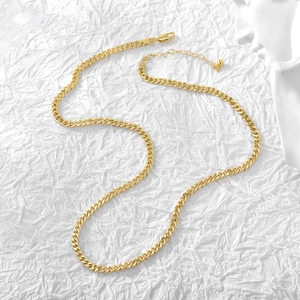 Cuban Link Chain Necklace Gold Plated Copper High Polish Minimalist Streetwear Hip Hop Jewelry Unisex