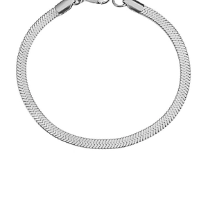 Elegant silver flat snake bone chain bracelet for women in minimalist modern style