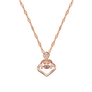 Luxurious rose gold water drop pendant necklace with pavé diamonds and oval gemstone center