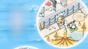Close-up of 3D miniature stickers featuring beach scenes with cute cartoon animals