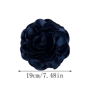 French style 19cm navy blue satin fabric flower brooch and large accessory for clothing