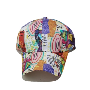 Close-up of vibrant graffiti print on high-quality cotton twill street style baseball cap