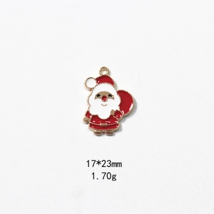 Christmas Santa Claus alloy pendant with red and gold enamel, 17x23mm jewelry DIY charm