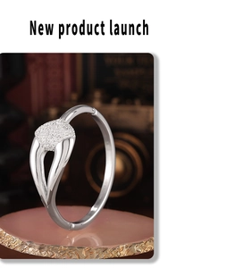 Macro side view of silver titanium bangle with shimmering pave-set cubic zirconia stones