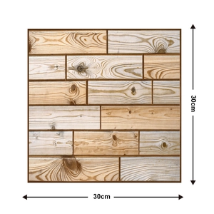3D wood grain self-adhesive wall sticker panel measuring 30cm x 30cm for home renovation
