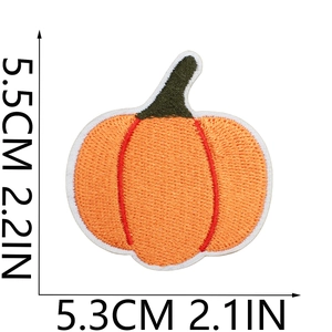 Detail showing pumpkin embroidery patch dimensions 5.5cm x 5.3cm for Halloween decor