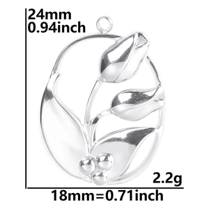 Detailed size specifications for tulip flower pendant with 24mm height and 18mm width