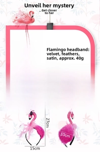 Size chart for pink flamingo headband with dimensions 27x15x10cm for holiday parties