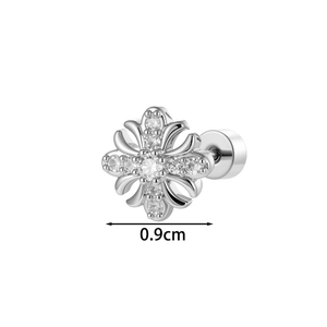 Boucles d'oreilles iris croix en argent avec cristaux et fermoir à vis de 0.9cm