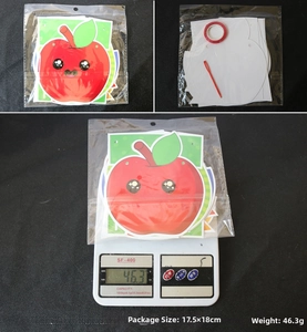 Detail of Back to School red apple banner cards with ribbon and threading needle tools