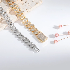 8mm gold and silver Miami Cuban link chains with cubic zirconia in double row setting