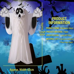 Halloween hanging paper ghost honeycomb decoration for party atmosphere prop 52x42cm