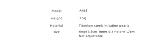 Detailed size specifications for the vintage wave ring with pearl inlay and steel band