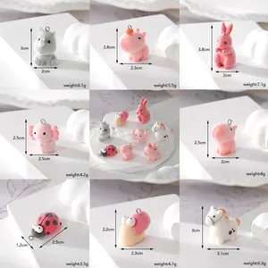 Size chart showing exact weight and dimensions for flocked animal charms and pendants
