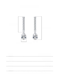 Detail of 925 sterling silver teardrop earrings with precise dimensions 22.50mm