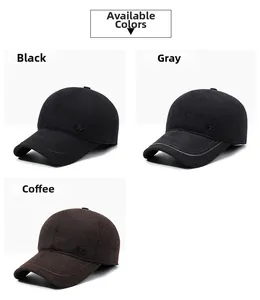 Detailed comparison of winter baseball caps in black, grey, and brown textured fabrics