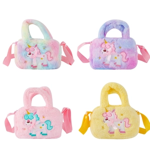 Borsa A Tracolla Bambini Peluche Cartone Animato Unicorno Ricamo Borsa A Mano Tracolla Regolabile Stile Carino Per Ragazze