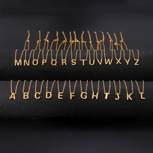 Minimalist 18K Gold Plated Stainless Steel Initial Letter Pendant Necklace Alphabet Capital Letter Necklace Unisex Jewelry Gift