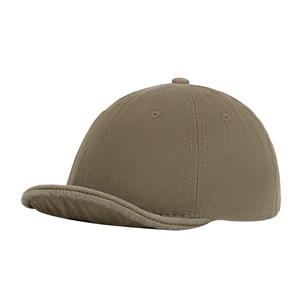 Khaki short brim vintage baseball cap in premium cotton twill with six-panel design