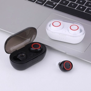 Y50 TWS wireless Bluetooth 5.0 earbuds in black and white with charging case