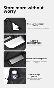 Detail view of laptop backpack compartments for 15.6 inch PC and 7.9 inch tablet storage