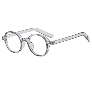 Classic oval sunglasses with transparent frames and retro design in a 45-degree angle view