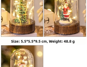 Close-up of LED Christmas lanterns with Santa and snowman, dimensions 5.5x5.5x9.5cm
