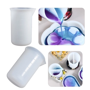 Silicone Measuring Cup Split Cup For DIY Epoxy Resin Art Crafts Jewelry Making Tool Graduated Spout Design White