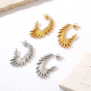 Angel Wing Stud Earrings Stainless Steel Gold Plated C Shape Winged Jewelry For Women Minimalist Trendy Daily Wear